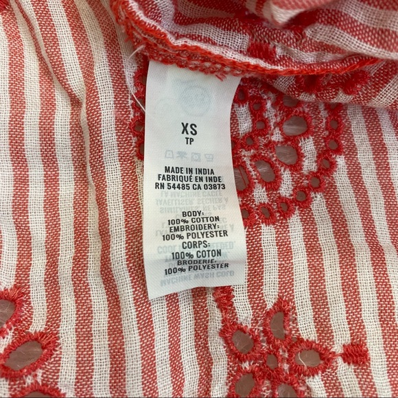 AERIE Red Flower Striped Blouse - Picture 5 of 6
